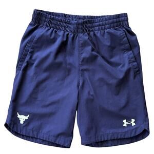 Under Armour Project Rock Midnight Navy Woven Athletic Shorts Boy's Medium